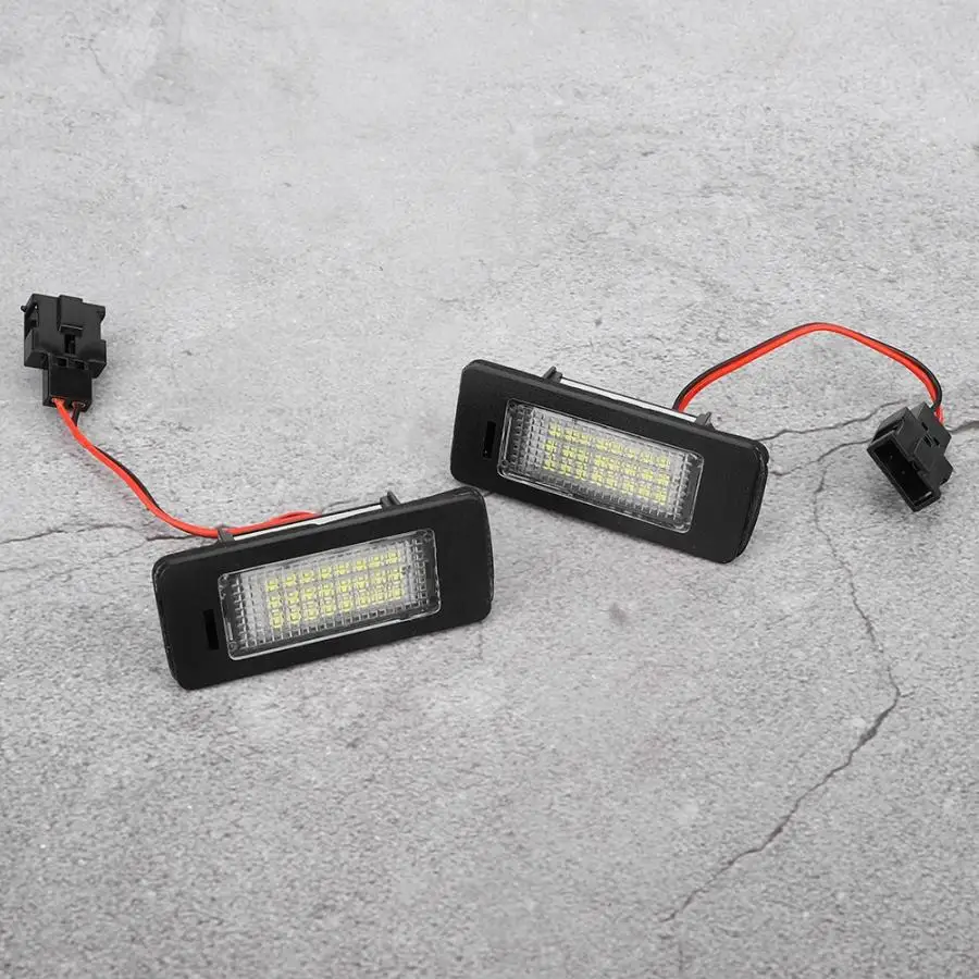 1 Pair Car Auto LED License Plate Light Lamp Fits for Audi A1 A4 A5 A6 A7 for Skoda Fabia Octavia 4G0943021 Replacement