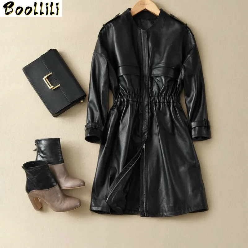 

Boollili Autumn Real Leather Jacket Women Clothes 2020 Korean Fashion Sheepskin Long Coats Slim Genuine Leather Coat Female