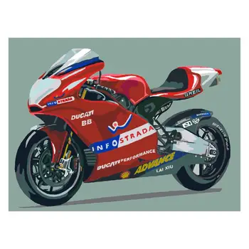 

Paint By Numbers For Adults and Kids DIY Oil Painting Gift Kits Pre-Printed Canvas Art Home Decoration -Motorcycle