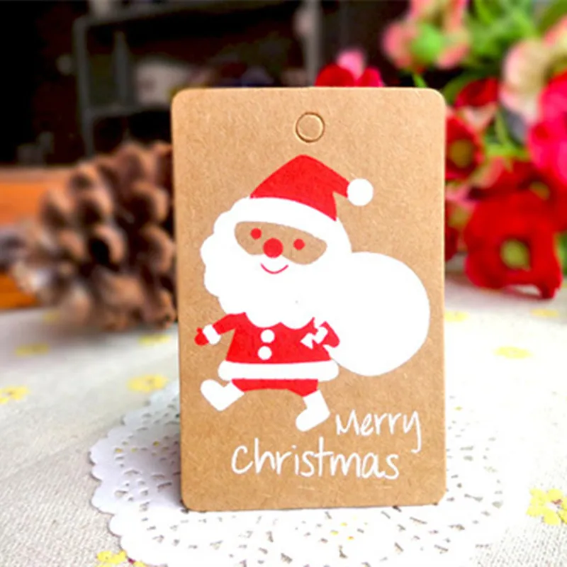1-Santa Claus Tags 50 шт. рождественские подарки метки Рождественская елка украшения Рождественские украшения для дома год бирка для подарков Noel подвесной Декор - Цвет: 1-Santa Claus Tags