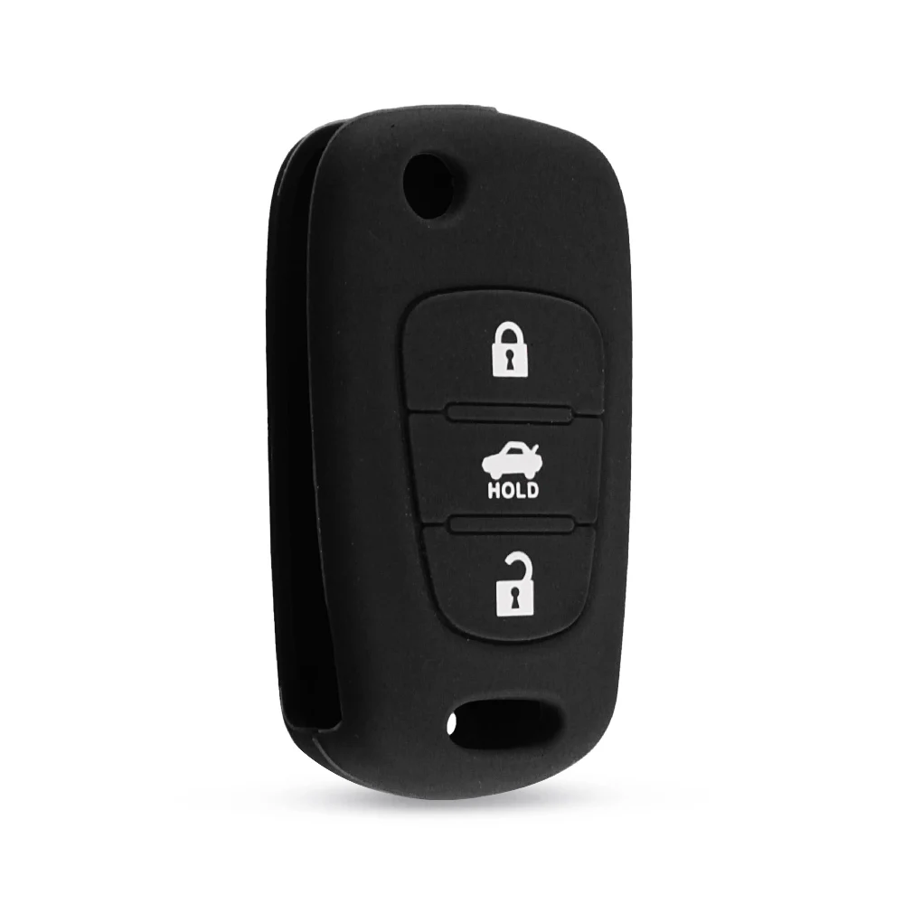 KEYYOU 3BTN силиконовый флип-ключ для автомобиля чехол для Kia RIO K2 K3 K5 Picanto Ceed Cerato Sportage SOUL для hyundai Verna i20 i30 - Количество кнопок: black