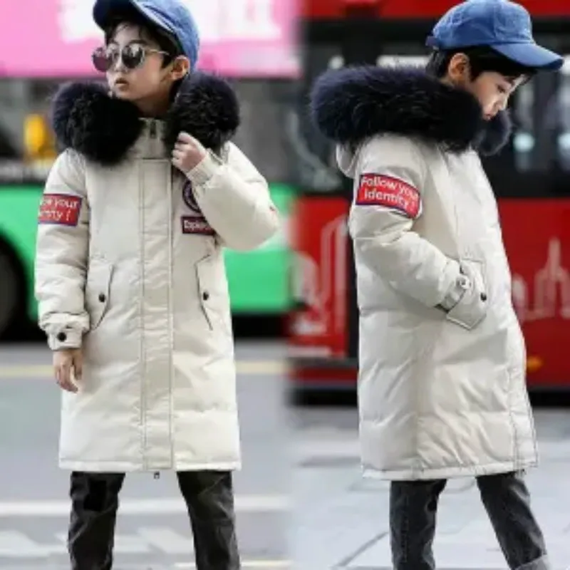 

-30 Degrees Fashion Children Winter Down Cotton Jacket Girl Clothing Kids Clothes Warm Thick Parka Fur Collar Hooded Coats