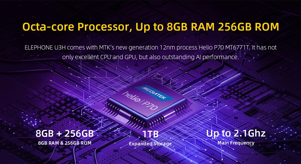 ELEPHONE U3H Helio P70 Octa Core Smartphone Better Than Xiaomi Mi 10 Redmi Note 7 Note 8 6.53 FHD+ 128GB  256GB 24MP Selfie 48MP Dual Camera NFC Android 10 Mobile Phone (4)