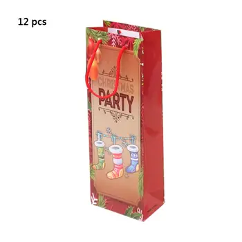 

12pcs Christmas Paper Wine Bottle Gift Bags Reusable Present Packaging Pouch New 67JB