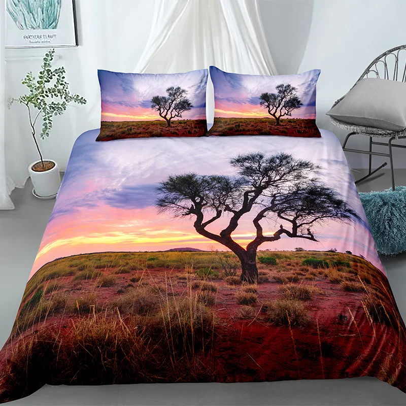 3D Scenery Flower Printed Landscape Bedding Sets Home Decoration Duvet Cover Pillowcase Holiday Gift