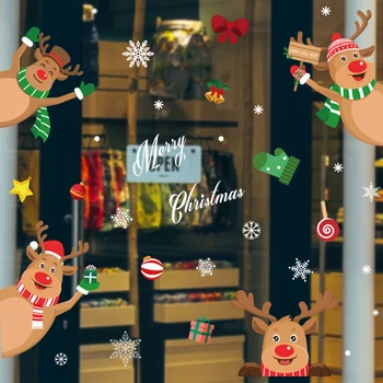 

30*40cm*4pcs Creative Merry Christmas Wall Sticker PVC Translucent Window Glass Electrostatic Stickers