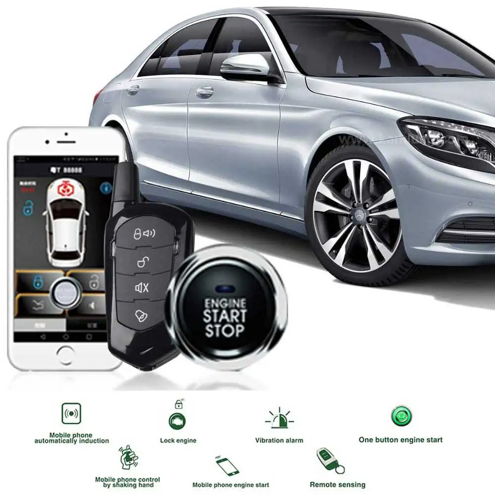 

Bluetooth car alarm system remote start and keyless entry car stickers start stop button quad lock central locking remote start