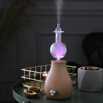 

European ElectricHousehold Ceramic Glass Aromatherapy Diffuser for Pure Essential Oils Air Fog Nebulizer Humidifier with LED
