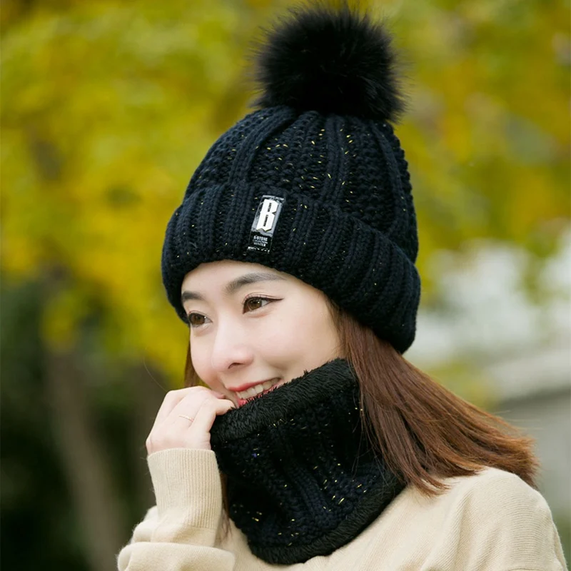 Балаклава из двух частей, зимняя женская вязаная шапка, осенняя Зимняя шерстяная шапка, модная зимняя женская шапка, мужская шапка