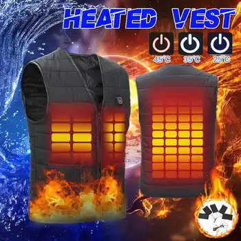 

USB Infrared Electric Heating Vest Men Women Autumn Winter Cotton Heated Jacket Outdoor Thermal Warm Waistcoat