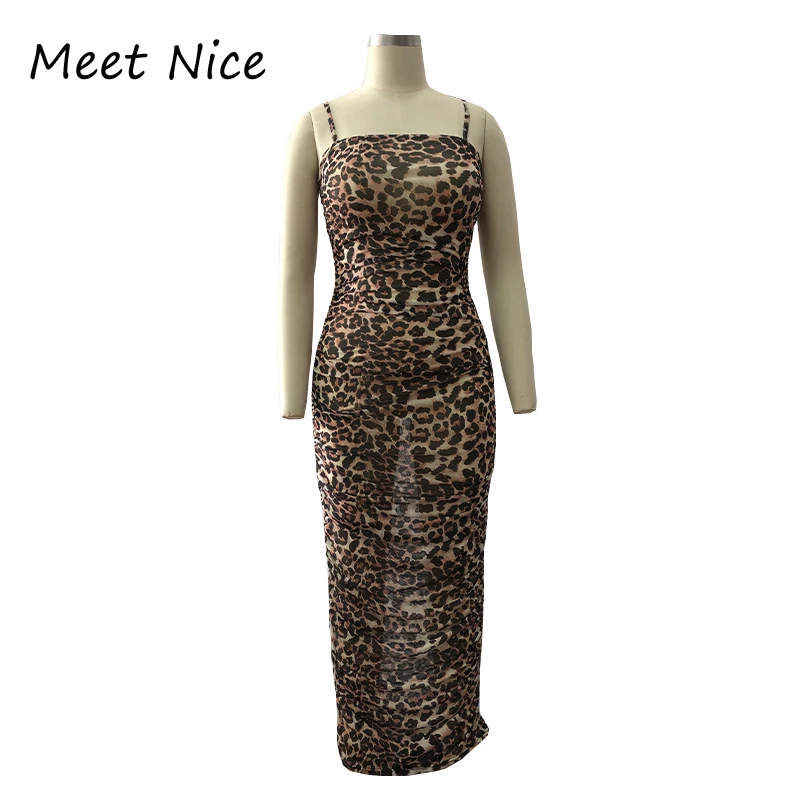 Змеиное леопардовое платье летние женские отпечаток Ruched Mesh Maxi Вечерние платья сексуальный облегающий обтягивающий длинное облегающее платье