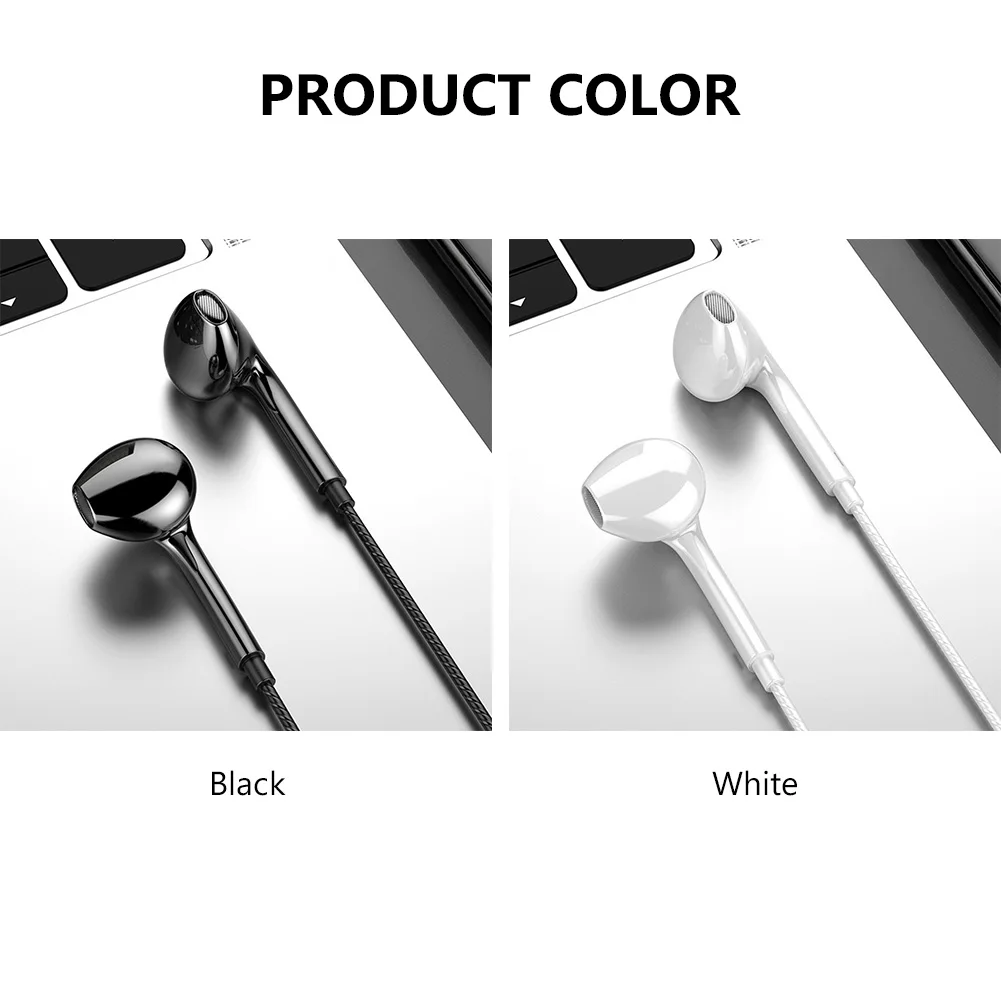 Wired Earphones 3.5mm In-ear Bass Stereo with Microphone for IPhone Samsung Xiaomi Huawei