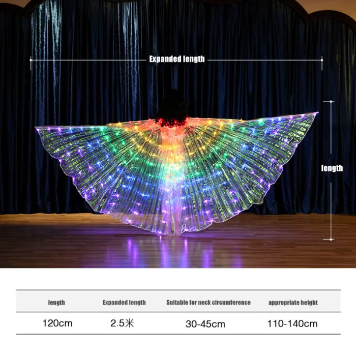 Children Dancers LED Cloak Performance Luminous Butterfly Wing Belly Dancing Carnival Prop JAN88