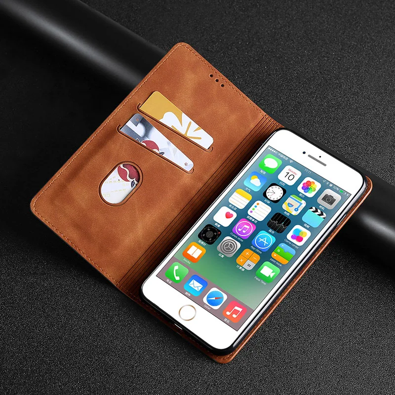 Leather Flip Wallet Cover with Magnetic Closure and Soft Case Holder