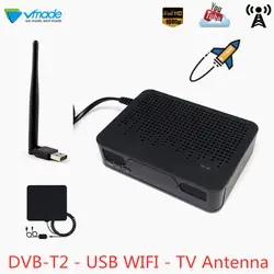 DVB-T2 + USB Wifi закрытый комбинированная антенна полностью HD цифровой ТВ-тюнер рецептор DVB-T наземный приемник Поддержка Youtube набор верхней