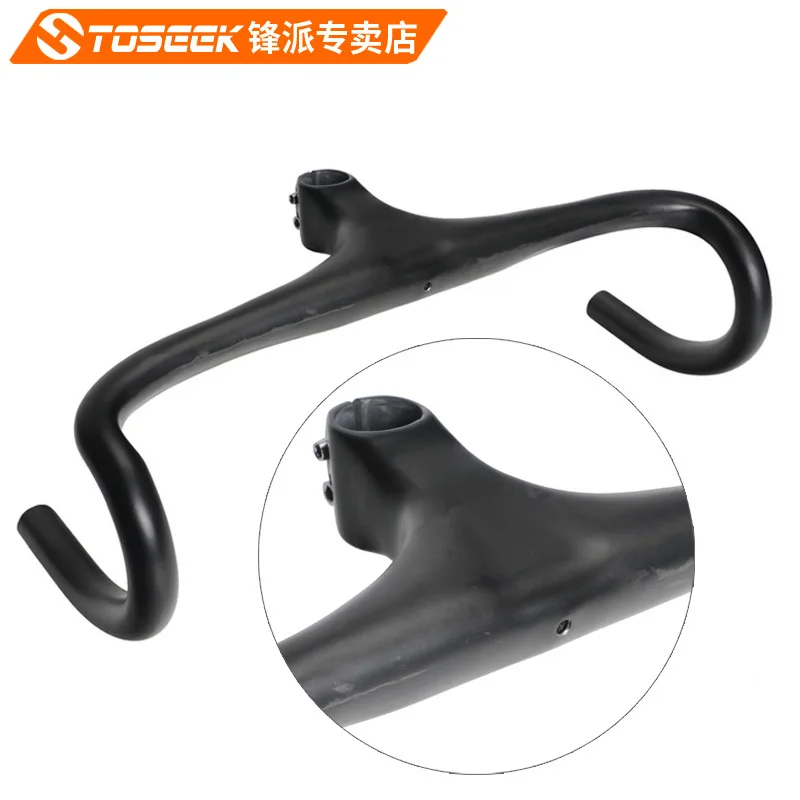 

Non-Standard All Carbon Fiber Road Bike Bicycle Bent Handlebar outside Go Strip Line Stem Ultra-Light One-piece Bent Handlebar U