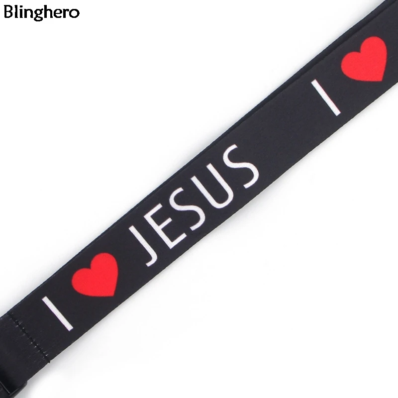 10 шт./лот, ремешок для телефона с надписью «I Love Jesus» и надписью «Blinghero», стильные ремешки для шеи, подарок для друзей, BH0286