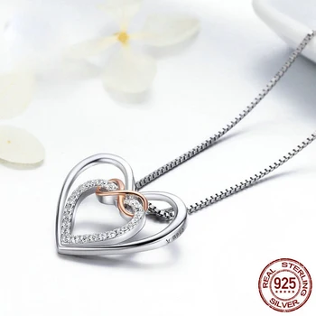 

100% Solid 925 Sterling Silver kiss lover Pendant Necklace Women Romantic Love Memory Choker Valentine's Day Present