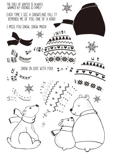 Зимний Медведь прозрачный силиконовый штамп/печать для DIY скрапбукинга/фотоальбом декоративный прозрачный штамп a1982