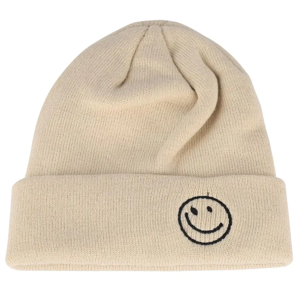 Мужская шапка для холодной зимы короткая девушек s Smile Face вышивка бини женские