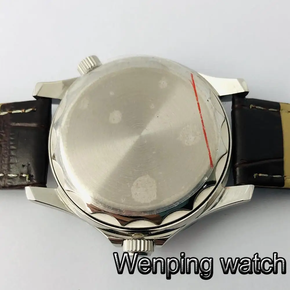 Parnis Новые 41 мм Мужские Топ часы с сапфировым стеклом керамический Безель стерильный циферблат GMT Дата светящиеся кожаные автоматические часы