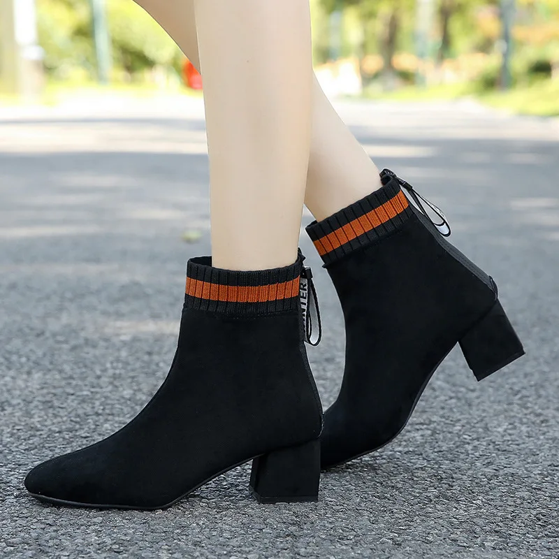 

Short Boots Women's 2019 Children Korean-style shi shang xue Children Suede Chunky-Heel High-Heel WOMEN'S Boots Martin Boots Wom