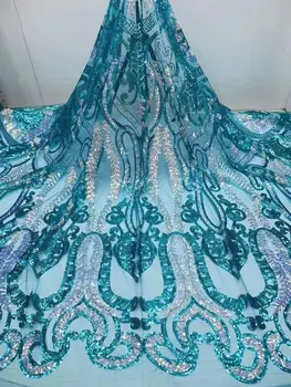 

Latest french tulle lace fabric 2020 sequins lace fabric high quality african nigerian wedding dress 5yards