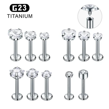 G23 티타늄 피어싱 귀 반지 지르콘 Septum 헬릭스 피어싱 코 링 Labret 립 스터드 스타 하트 라운드 모양 바디 쥬얼리 16G