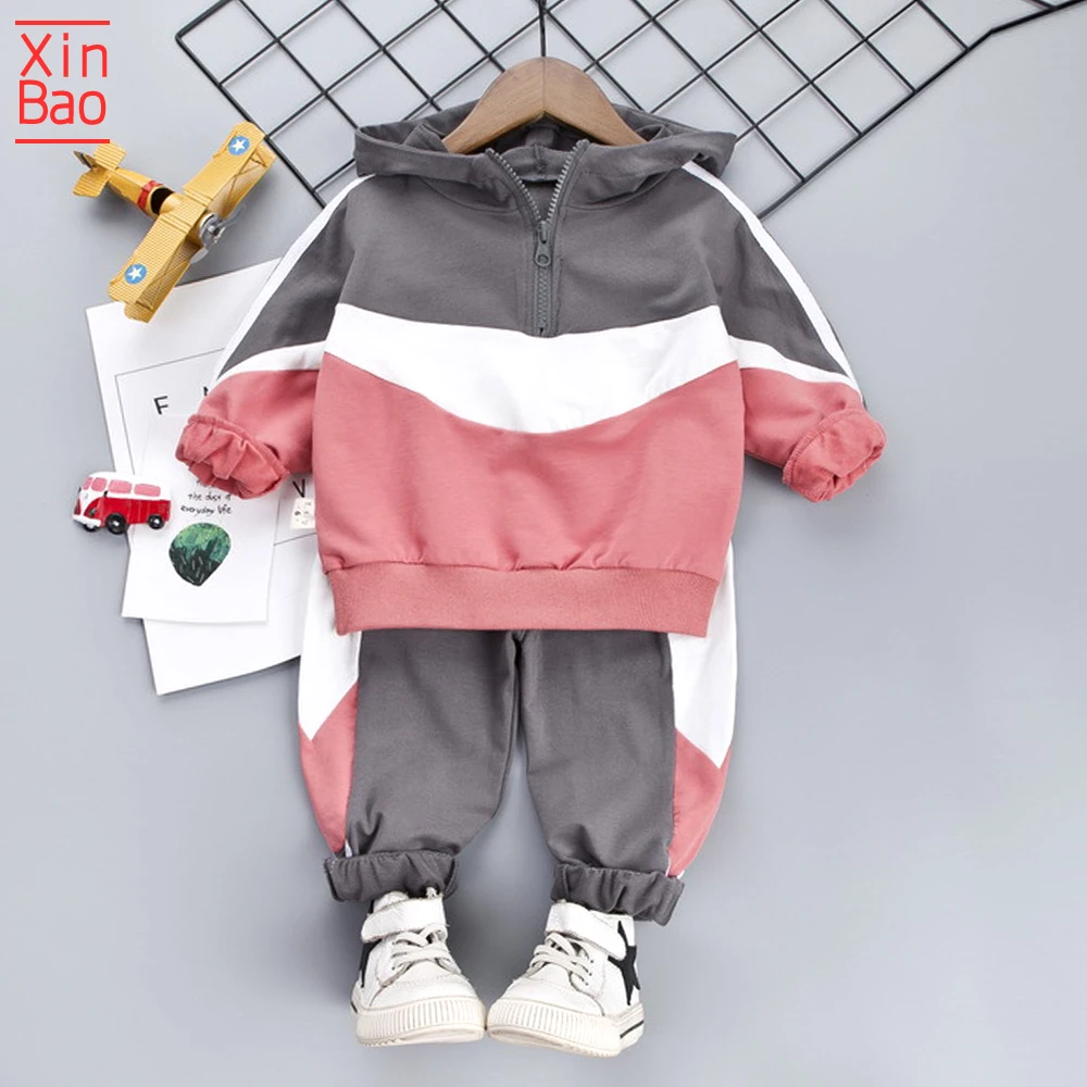XINBAO/комплект из топа и штанов; коллекция года; Повседневный Спортивный костюм; Одежда для маленьких мальчиков; осенне-зимняя детская одежда; Одежда для мальчиков - Цвет: pink