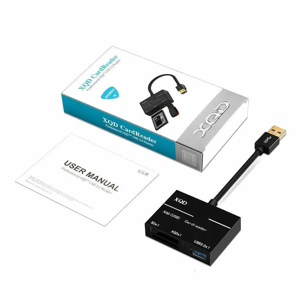 XQD SD Card Reader адаптер USB 3,0 двойной слот флэш карты памяти Разъем считывателя Высокое скорость 500MBs записи SD HC/XC