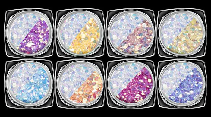 8 цветов/набор декорация для ногтей градиент блеск УФ полигель блестки фотохромные Цвета Блеск изменение солнечного света чувствительный порошок пыль деко - Цвет: 8jars