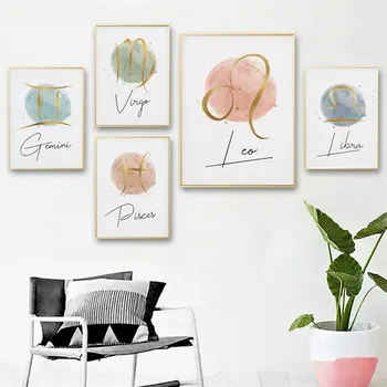 

Constellation Astronomy Stars Poster Home Decor Canvas Painting Watercolor Astrology Sign Paintings Kids Living Room Decoration