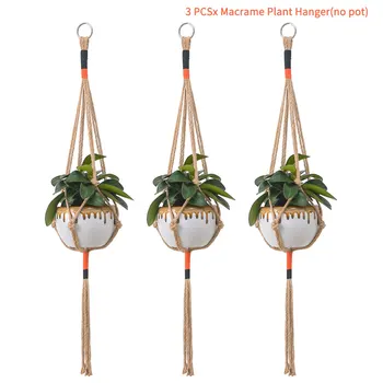 

3pcs Space Saving Home Decor Office Flowerpot Simple Cotton Linen Hanging Holder Woven Indoor Outdoor Macrame Plant Hanger