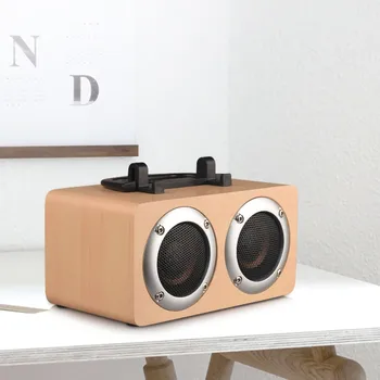 

W5B Wooden Portable Mobile Stand Bluetooth Double Speaker Home Mobile Computer Audio Speaker Convenient Handle Speaker