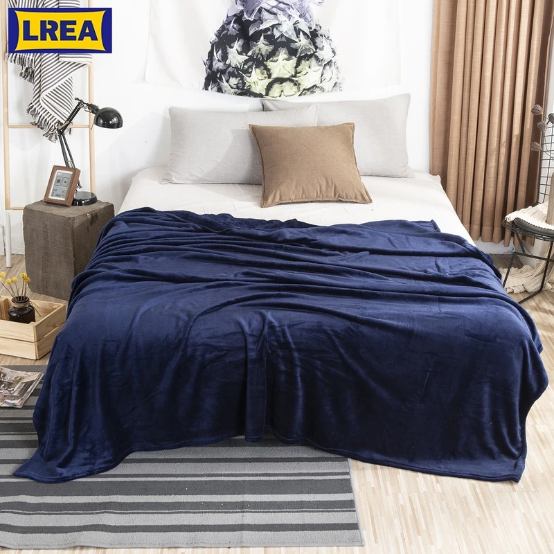 

LREA dark blue Soft Blanket Flannel Aircraft Sofa Use Office Children Blanket Towel Travel Fleece Mesh Portable Car Travel Cover