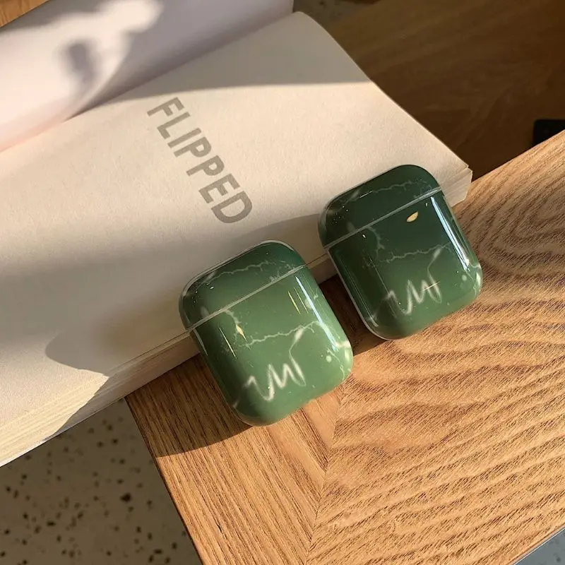 Чехол для AirPods с роскошной зеленой мраморной bluetooth-гарнитурой