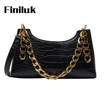 

Finiluk Vintage Crocodile Pattern Women Bags Fashion Chain Shoulder Messenger Bag Korean Style Small Square Handbag BIZ011 PM45
