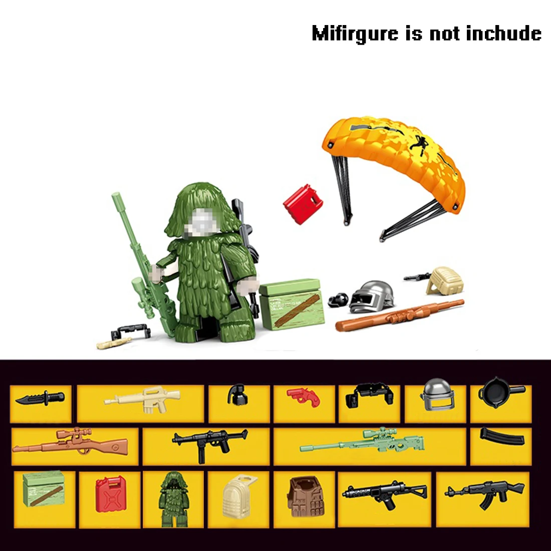 240pcs Shooting Game WW2 German Army Small Particle Military Building Block Weapon Vest Armor Parachute Toy Kit For Over 6