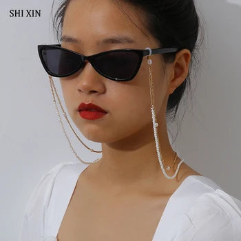 

SHIXIN 2 Layered Beads Glasses Chain Women Sunglasses Chain Lanyard Lace for Glasses Holder Neck Chain Landyard Sunglasses Cord