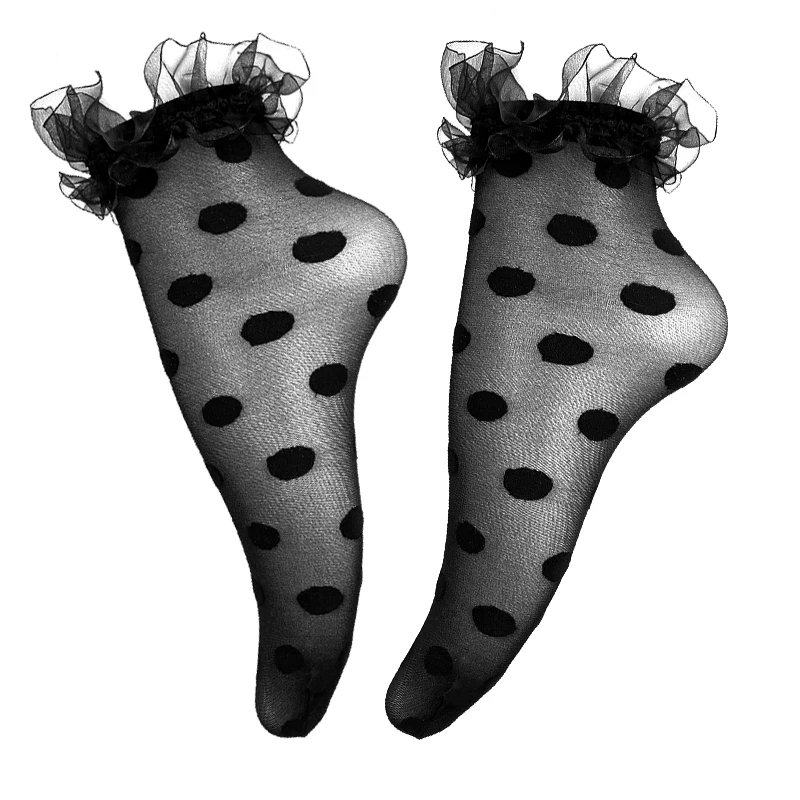 dot-2pairs Черные кружевные носки Лолита, Винтажные эластичные прозрачные носки, женские японские носки в горошек, носки в сетку, Dames Sokken Vrouwen - Цвет: dot-2pairs
