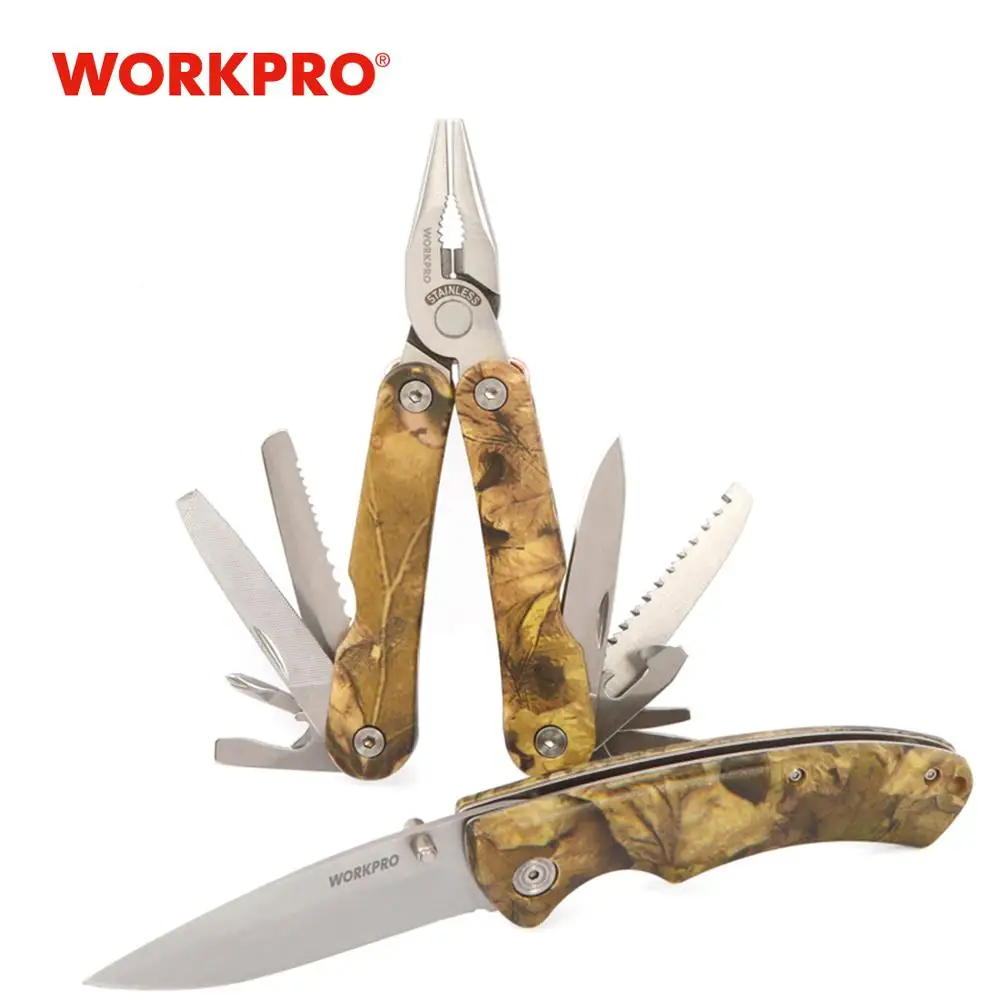 WORKPRO 2PC Multi Tools Wire Stripper Crimping pliers Tactical knife for Camping Hunting Camouflage Survival Tool Kits|multi tool|pliers knifekit pliers - AliExpress