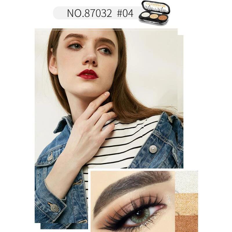 Kiss beauty Новое поступление очаровательные тени для век 3 Цвета Палитра теней для век макияж Палитра мерцающие пигментированные тени для век модный цвет
