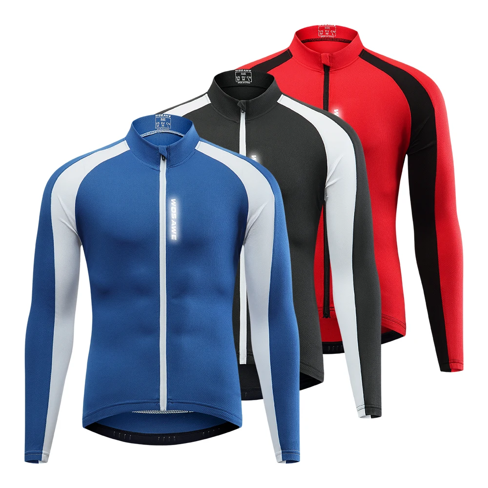 WOSAWE Breathable Cycling Jersey Qick Dry MTB Bike Bicycle Shirts Men's Top clothing ciclismo Long Sleeves Jersey Running Shirts