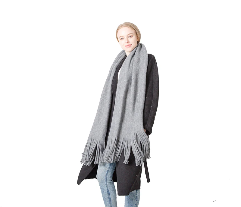 Зимние шарфы для женщин, шали и палантины, Чистый длинный кашемировый шейный платок, сохраняющий тепло, хиджабы, палантин из фуляра, модная женская одежда
