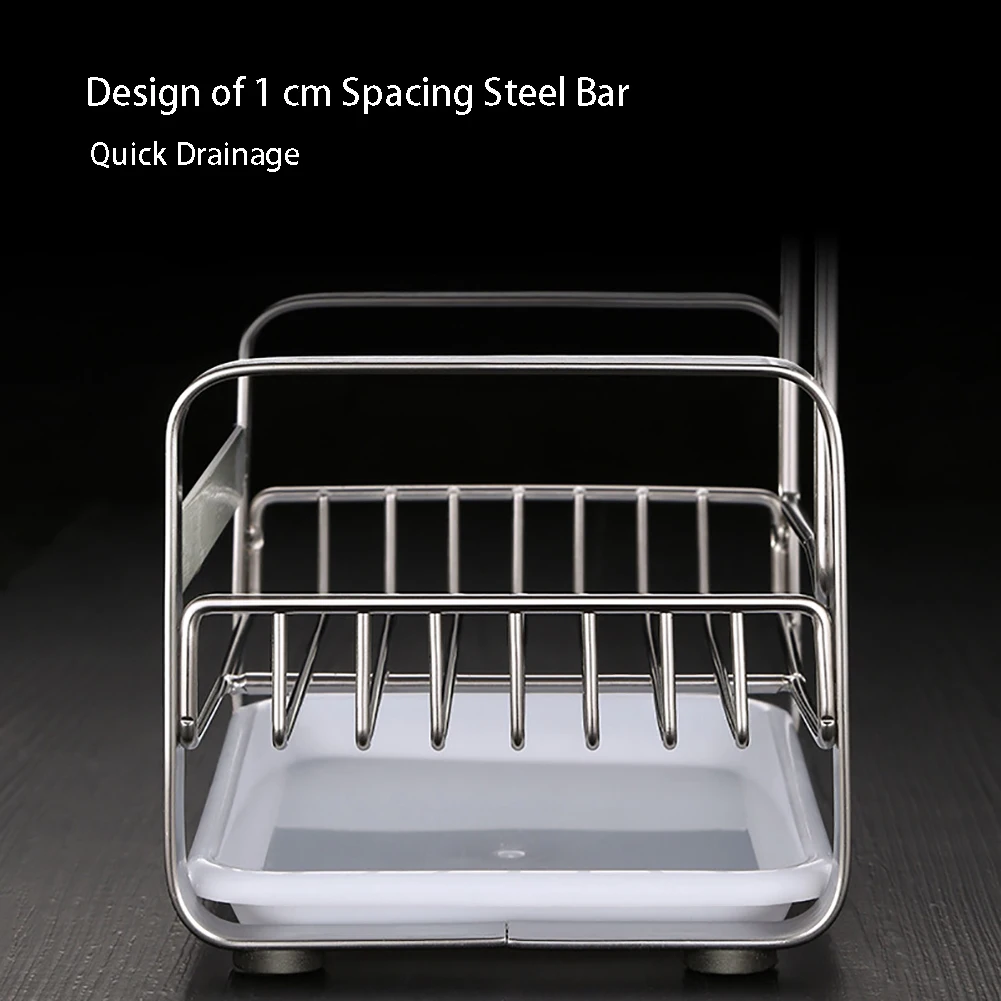 With Tray Sponge Drain Bathroom Home Stainless Steel Holder Storage Rack Durable Duster Cloth Floor Type Rustproof Organizer
