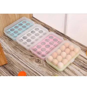 

Kitchen 15 Grid Egg Storage Box Container Refrigerator Fresh Plastic Case For House Keeping Carrying And Camping