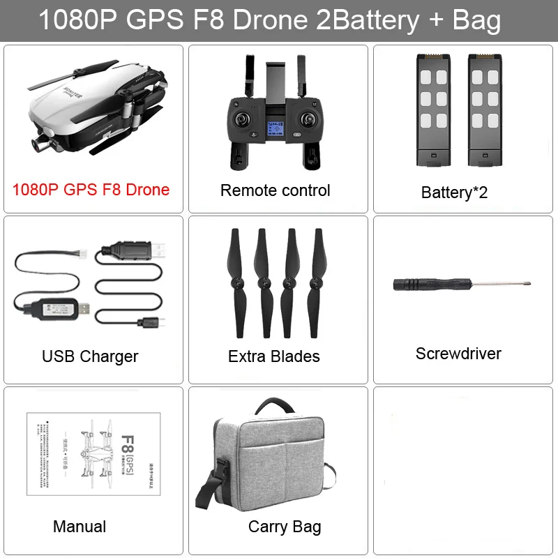 F8 GPS Drone with 2K 1080P Camera Two-Axis Anti-Shake Self-Stabilizing Gimbal WiFi FPV Brushless Quadrocopter VS Zen K1 SG906 - Color: F8 1080P 2B CB