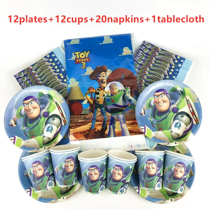 Disney из мультика «История игрушек» 45 шт День рождения декоративная бумага для вечеринок чашка пластина Салфетка скатерть детская душевая посуда наборы принадлежностей
