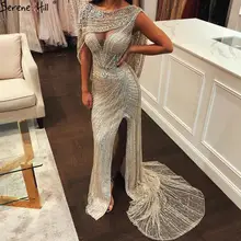 Серен Хилл роскошное шампанское v-образным вырезом сексуальное вечернее платье алмазное Бисероплетение без рукавов Русалка Формальное вечернее платье CLA70301