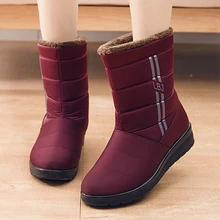 Женские ботинки; Новинка года; зимние сапоги на танкетке; зимняя обувь; женские водонепроницаемые сапоги до середины икры; зимняя теплая обувь; botas mujer